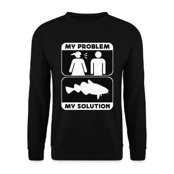 Pêcheur de carpes Mon problème Mon pictogramme Papa Maman - Sweat-shirt Unisexe - noir - Devant - Alina (178cm) & Michal (187cm)
