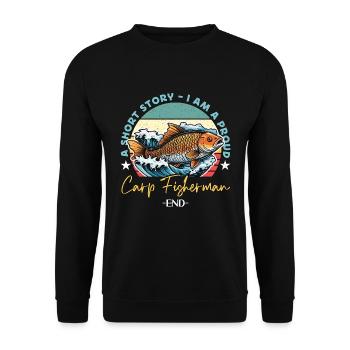 Pêcheur de carpe Une histoire courte Je suis un amateur de pêche - Sweat-shirt Unisexe - noir - Devant - Alina (178cm) & Michal (187cm)