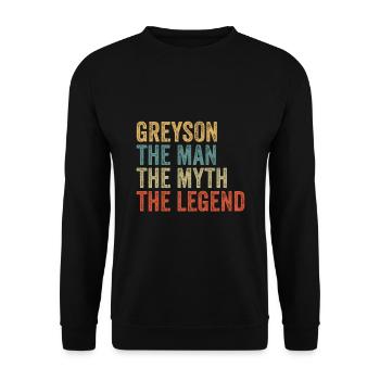 Greyson the man the myth - Unisex Pullover - Schwarz - Vorne - Alina (178cm) & Michal (187cm)