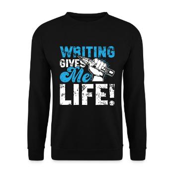 L’écriture me donne la vie aime Journaliste Écrivain de livre - Sweat-shirt Unisexe - noir - Devant - Alina (178cm) & Michal (187cm)