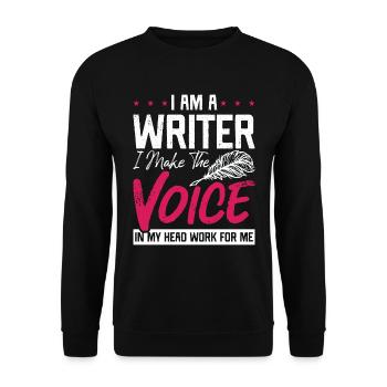Ecrire Je suis un écrivain Je fais The Voice Journaliste - Sweat-shirt Unisexe - noir - Devant - Alina (178cm) & Michal (187cm)