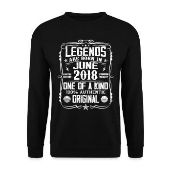 Vintage 2018 June 2018 Retro June Cool Gift 2018 - Unisex Sweatshirt - black - Front - Alina (178cm) & Michal (187cm)