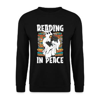 Reading In Peace Loves Reading Books Avid Reader - Unisex Sweatshirt - black - Front - Alina (178cm) & Michal (187cm)