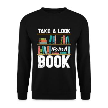 Lecture Jetez un coup d’œil C’est dans un livre Littérature - Sweat-shirt Unisexe - noir - Devant - Alina (178cm) & Michal (187cm)