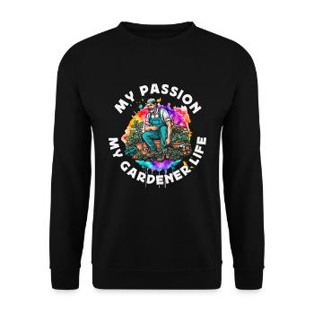 Gardener My Passion My Gardener Life Plant Lover - Unisex Sweatshirt - black - Front - Alina (178cm) & Michal (187cm)