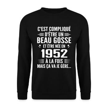 Forever Handsome 1952 Birthday Gift 1952 - Unisex Sweatshirt - black - Front - Alina (178cm) & Michal (187cm)