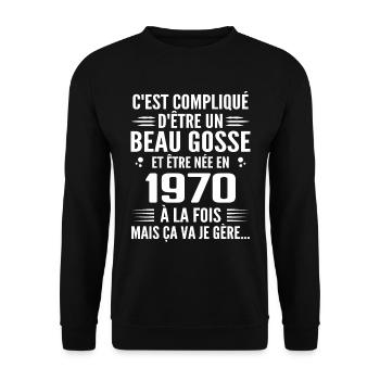 Forever Handsome 1970's Birthday Gift 1970's - Unisex Sweatshirt - black - Front - Alina (178cm) & Michal (187cm)