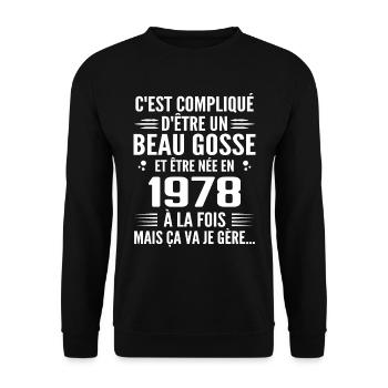 Always Handsome 1978 Geburtstagsgeschenk 1978 - Unisex Pullover - Schwarz - Vorne - Alina (178cm) & Michal (187cm)