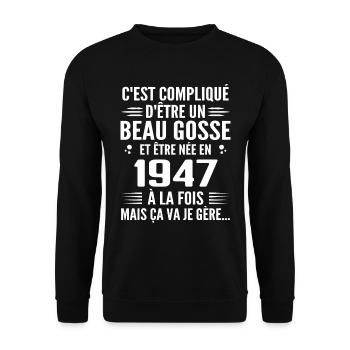 Forever Handsome 1947 Birthday Gift 1947 - Unisex Sweatshirt - black - Front - Alina (178cm) & Michal (187cm)
