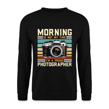 Photographer Morning Is Not My Time Camera Lover - Unisex Pullover - Schwarz - Vorne - Alina (178cm) & Michal (187cm)