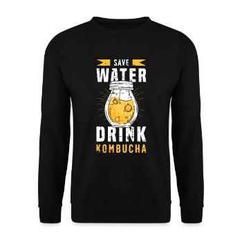 Kombucha Save Water Drink Manchurian Mushroom - Unisex Pullover - Schwarz - Vorne - Alina (178cm) & Michal (187cm)