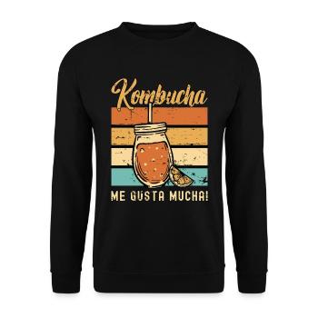 Kombucha Me Gusta Mucha Loves Fermented Drinks - Unisex Pullover - Schwarz - Vorne - Alina (178cm) & Michal (187cm)