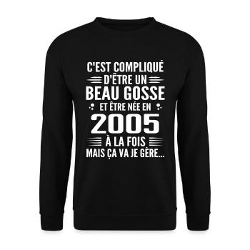 Toujours Beau Gosse 2005 Geburtstagsgeschenk 2005 - Unisex Pullover - Schwarz - Vorne - Alina (178cm) & Michal (187cm)