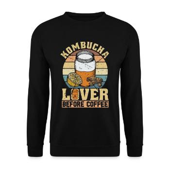 Kombucha Lover Before Home Brewing Coffee Lover - Unisex Pullover - Schwarz - Vorne - Alina (178cm) & Michal (187cm)