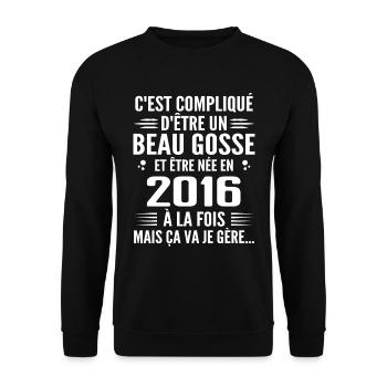 Toujours Beau Gosse 2016 Geburtstagsgeschenk 2016 - Unisex Pullover - Schwarz - Vorne - Alina (178cm) & Michal (187cm)