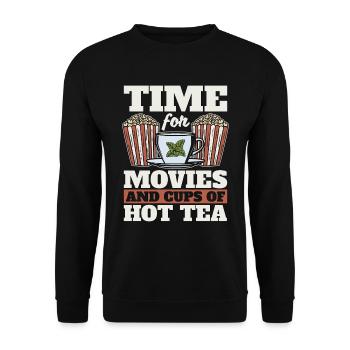 Hot Tea Time For Movies And Cups Of Herbal Tea - Unisex Sweatshirt - black - Front - Alina (178cm) & Michal (187cm)