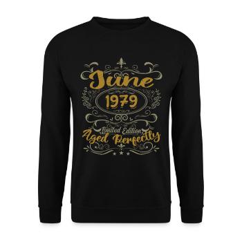 1979 June 1979 Birthday Gift June 1979 June - Unisex Sweatshirt - black - Front - Alina (178cm) & Michal (187cm)
