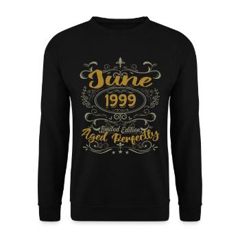 1999 Juin 1999 Cadeau Anniversaire Juin 1999 Juin - Sweat-shirt Unisexe - noir - Devant - Alina (178cm) & Michal (187cm)