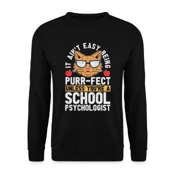 School Psych It Ain't Easy Being Purr-Fect Teacher - Unisex Sweatshirt - black - Front - Alina (178cm) & Michal (187cm)