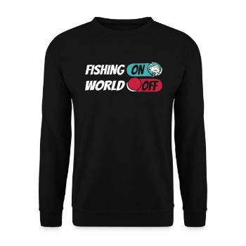 Angler Angeln Fishing On World Off - Unisex Sweatshirt - black - Front - Alina (178cm) & Michal (187cm)