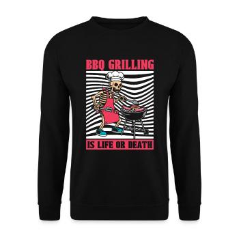 Bbq Grillen Skelett - Unisex Pullover - Schwarz - Vorne - Alina (178cm) & Michal (187cm)