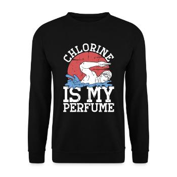 Swimmer Chlorine Is My Perfume Water Sport Diving - Unisex Pullover - Schwarz - Vorne - Alina (178cm) & Michal (187cm)