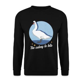 Schwan Schwäne Schwanenliebhaber Geschenk - Unisex Pullover - Schwarz - Vorne - Alina (178cm) & Michal (187cm)