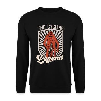 Cyclist The Cycling Legend Loves Mountain Biking - Unisex Pullover - Schwarz - Vorne - Alina (178cm) & Michal (187cm)
