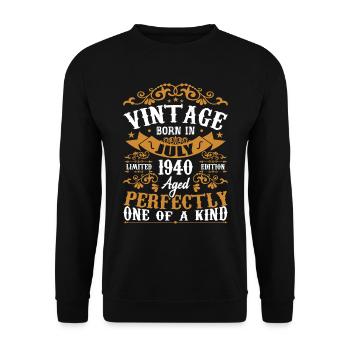 Né en juillet 1940 Cadeau Anniversair juillet 1940 - Sweat-shirt Unisexe - noir - Devant - Alina (178cm) & Michal (187cm)