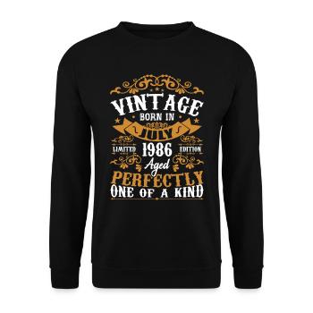 Born in July 1986 Birthday Gift July 1986 - Unisex Sweatshirt - black - Front - Alina (178cm) & Michal (187cm)