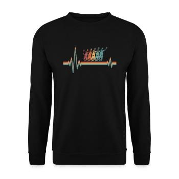 Badminton Federball Ekg Heartbeat - Unisex Sweatshirt - black - Front - Alina (178cm) & Michal (187cm)