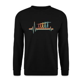 Drechseln Drechsler Ekg Heartbeat - Unisex Pullover - Schwarz - Vorne - Alina (178cm) & Michal (187cm)