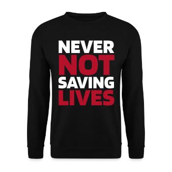 Rettungsdienst Sanitäter Rettungssanitäter - Unisex Pullover - Schwarz - Vorne - Alina (178cm) & Michal (187cm)