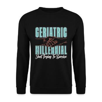 Un millénial gériatrique essaie juste de s’occuper d’un aidant - Sweat-shirt Unisexe - noir - Devant - Alina (178cm) & Michal (187cm)