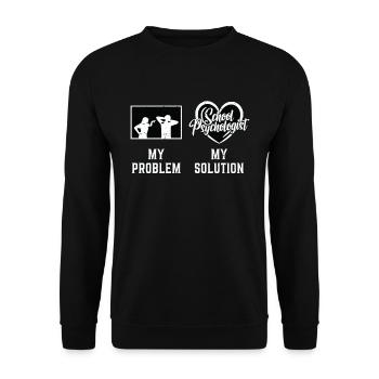 School Psych My Problem My Solution Pictogram Dad - Unisex Pullover - Schwarz - Vorne - Alina (178cm) & Michal (187cm)