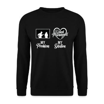 School Psych My Problem My Solution Pictogram Mom - Unisex Pullover - Schwarz - Vorne - Alina (178cm) & Michal (187cm)