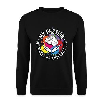 Psychologue scolaire Ma passion Mon psychothérapeute scolaire - Sweat-shirt Unisexe - noir - Devant - Alina (178cm) & Michal (187cm)