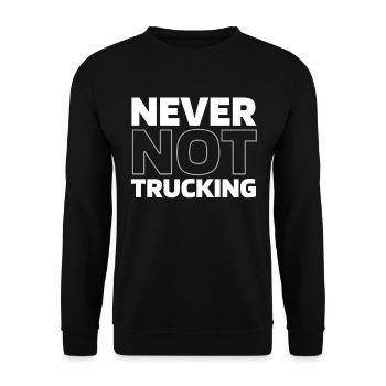 Lkw Fahrer Trucker Lastwagenfahrer - Unisex Pullover - Schwarz - Vorne - Alina (178cm) & Michal (187cm)