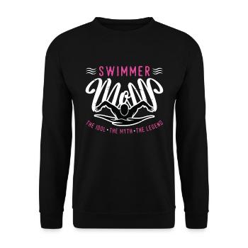 Maman nageuse L’idole Le mythe L’amoureux de la natation - Sweat-shirt Unisexe - noir - Devant - Alina (178cm) & Michal (187cm)
