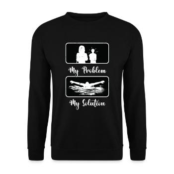 Nageur Mon problème Ma solution Pictogramme Maman Papa - Sweat-shirt Unisexe - noir - Devant - Alina (178cm) & Michal (187cm)