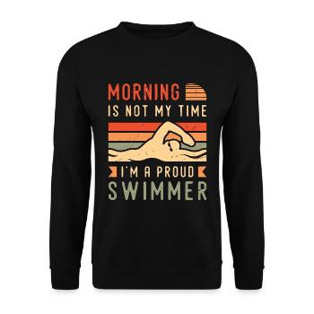 Le matin du nageur n’est pas mon heure pour les amateurs de natation - Sweat-shirt Unisexe - noir - Devant - Alina (178cm) & Michal (187cm)