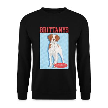 Brittany Epagneul Breton Vorstehhunde Geschenk - Unisex Pullover - Schwarz - Vorne - Alina (178cm) & Michal (187cm)