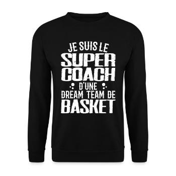 Ich bin der Supertrainer eines Basketball-Dreamteams - Unisex Pullover - Schwarz - Vorne - Alina (178cm) & Michal (187cm)