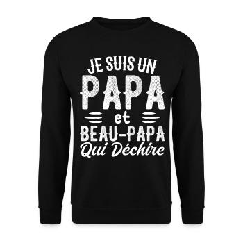 Je Suis Un Papa et Beau-papa Qui Déchire - Sweat-shirt Unisexe - noir - Devant - Alina (178cm) & Michal (187cm)