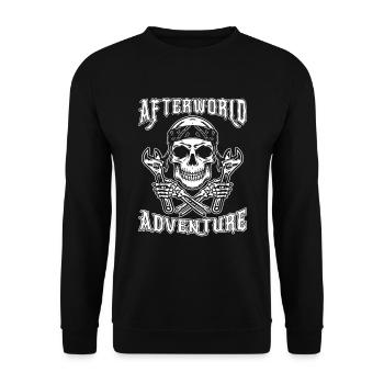 Motorcycle Mechanic Skull Afterworld Adventure - Unisex Sweatshirt - black - Front - Alina (178cm) & Michal (187cm)