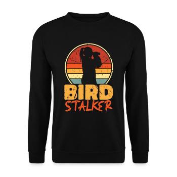 Birdwatching Bird Stalker Retro Zoologist Birding - Unisex Sweatshirt - black - Front - Alina (178cm) & Michal (187cm)