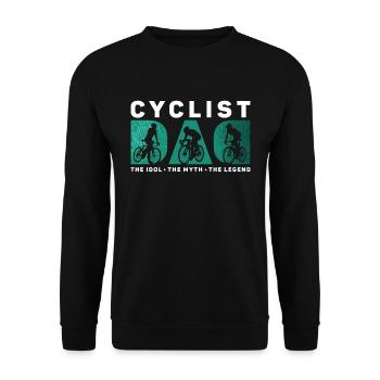 Papa cycliste L’idole Le mythe Le vététiste - Sweat-shirt Unisexe - noir - Devant - Alina (178cm) & Michal (187cm)