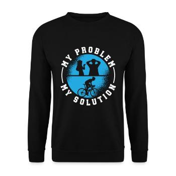 Cyclist My Problem My Solution Pictogram Dad Mom - Unisex Pullover - Schwarz - Vorne - Alina (178cm) & Michal (187cm)
