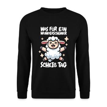 Sheep funny please keep your mouth shut - Unisex Sweatshirt - black - Front - Alina (178cm) & Michal (187cm)