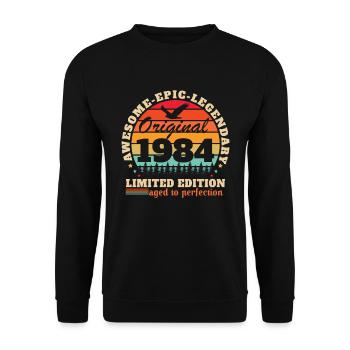40 Ans 1984 Vintage Rétro Cadeau D'anniversaire - Sweat-shirt Unisexe - noir - Devant - Alina (178cm) & Michal (187cm)